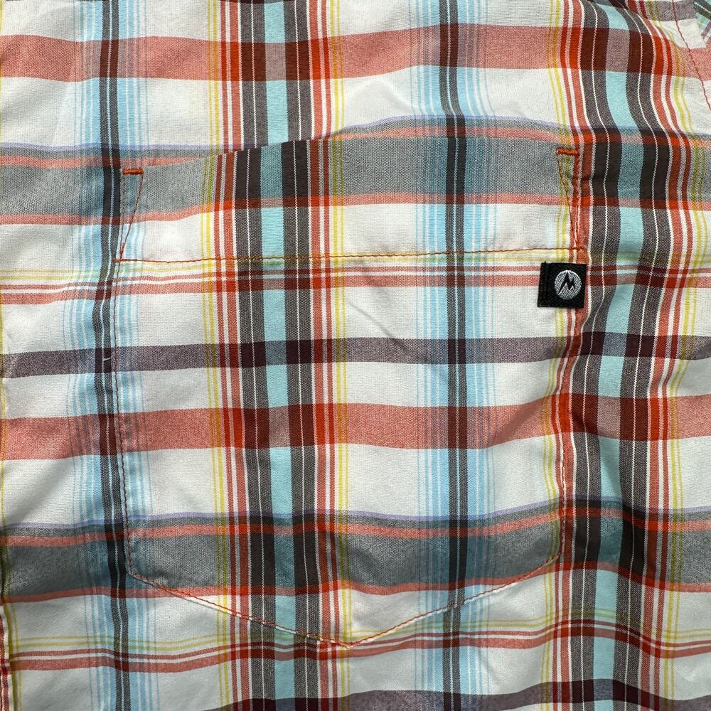 Marmot Short‎ Sleeve Orange Plaid Button Down Mens Shirt Size Large Outdoors - Picture 9 of 14